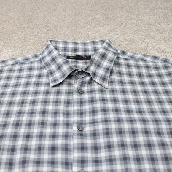 John Varvatos Shirt Men XL Gray Plaid Wire Collar & Cuffs 100% Cotton L/S Button - Picture 5 of 13
